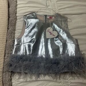BuddyLove Metallic Feather Shimmer Top
